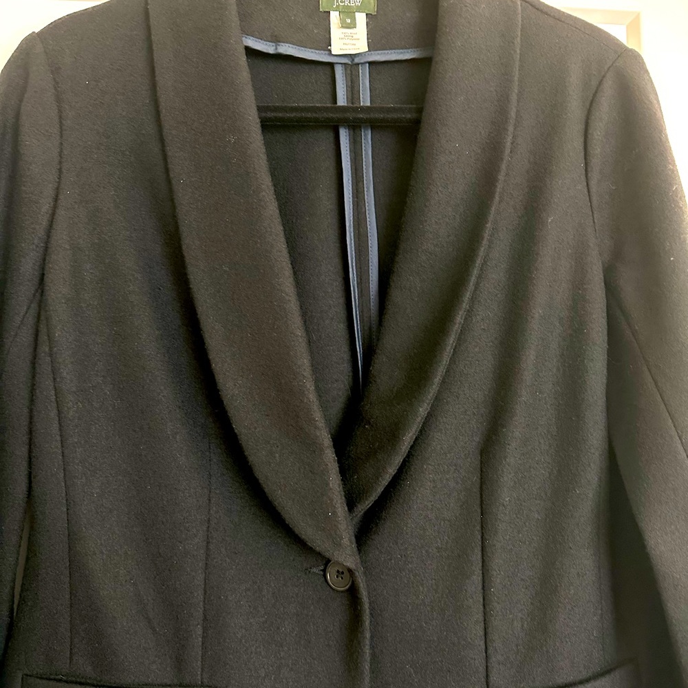 J Crew Black wool Blazer Jacket size 12 excellent condition.slimming silhouette - Picture 5 of 6